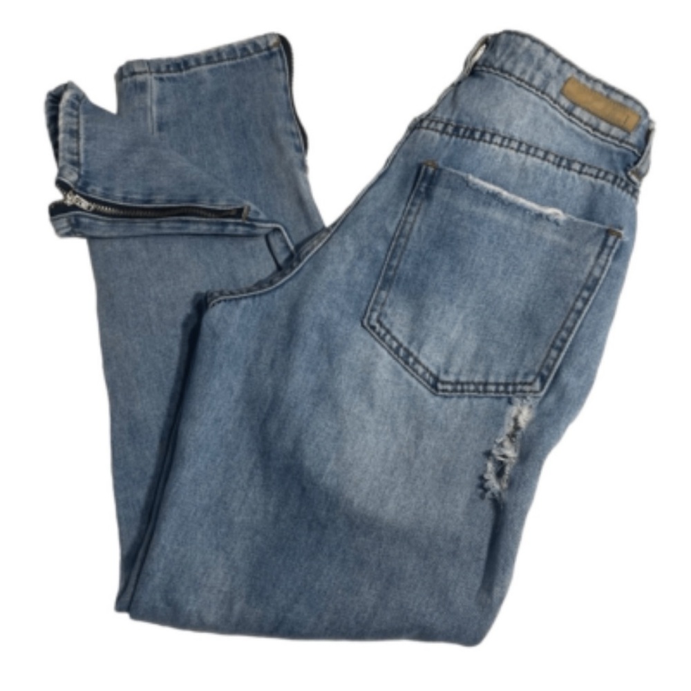 Tobi Mid Rise Zipper Ankle Distressed Jeans 26